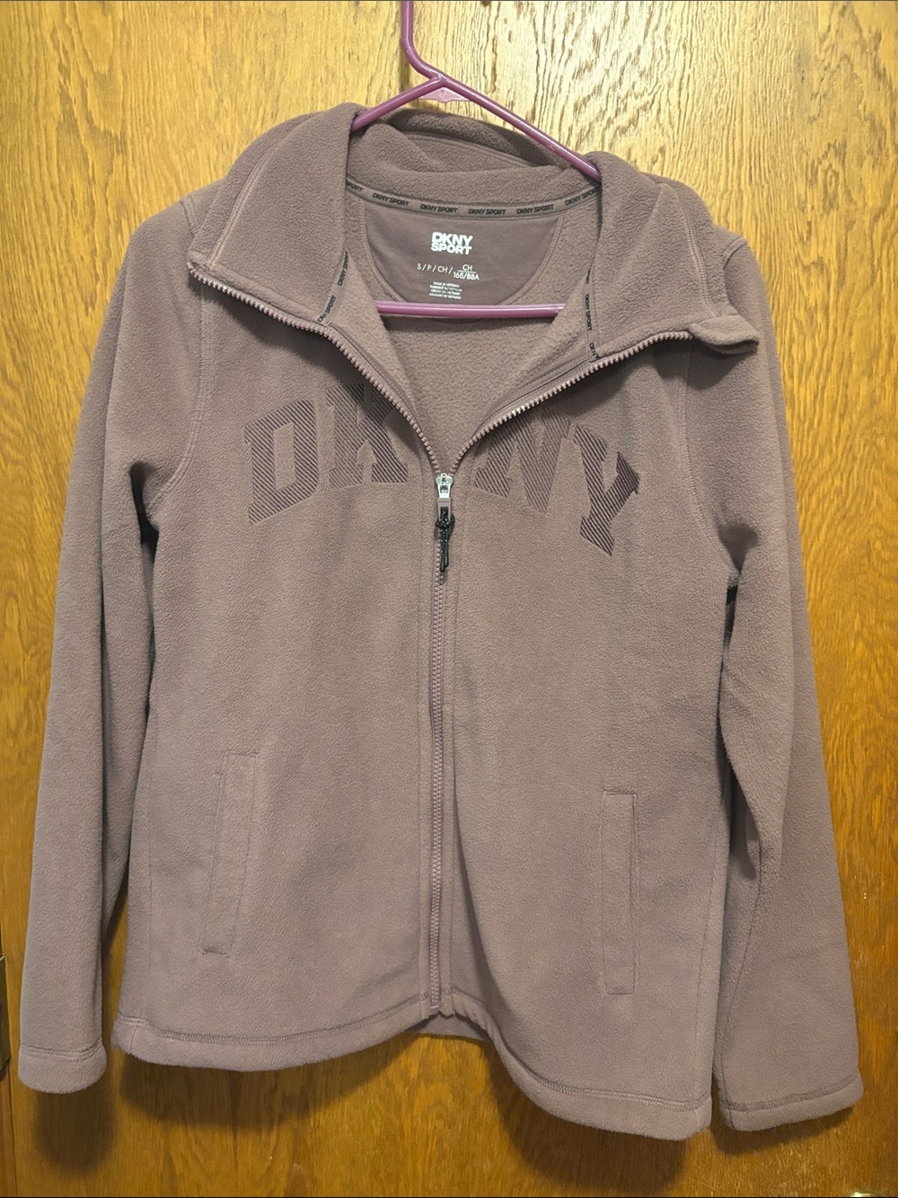 DKNY dusty Rose Teddy Fleece Full-Zip Jacket size small